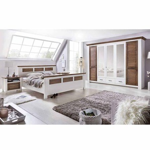 Schlafzimmer Komplettset in Weiß Kiefer Landhaus (vierteilig)
