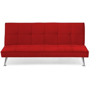 Sofa Rot Polsterbezug 3-Sitzer Schlaffunktion Klassisch Modern Wohnzimmer