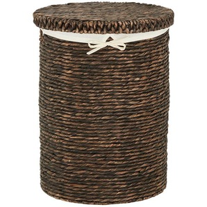 Wäschekorb mit Deckel - braun - Wasserhyazinthe, Polyester - 60 cm - [46.0] | Möbel Kraft