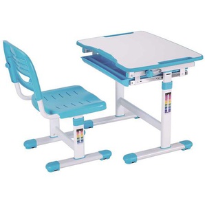 Höhenverstellbarer Kinderschreibtisch mit Stuhl Blau Weiß (zweiteilig)