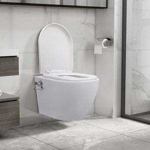 Wand-WC ohne Spülrand mit Bidet-Funktion Keramik Weiß 36,5x48x41,5cm