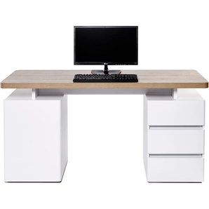 Jahnke Schreibtisch CU-LIBRE C 250, wechselseitig montierbar B/H/T: 150 cm x 75,5 55 riviera eiche, matt weiß, weiß Schreibtische Bürotische und Büromöbel