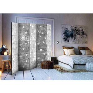 Schlafzimmer Paravent mit Sternen Grau und Weiß