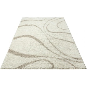 Hochflor-Teppich HOME AFFAIRE Nano Teppiche Gr. B/L: 280 cm x 380 cm, 31 mm, 1 St., beige (natur) Esszimmerteppiche modernes Wellen-Design, Hochflor, besonders weicher Flor