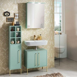 Badezimmermöbelset in Mintgrün und Goldfarben modern (dreiteilig)