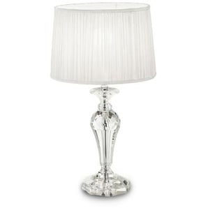 Tischleuchte Kate , Weiß , Glas, Textil , 56 cm , Innenbeleuchtung, Tischlampen