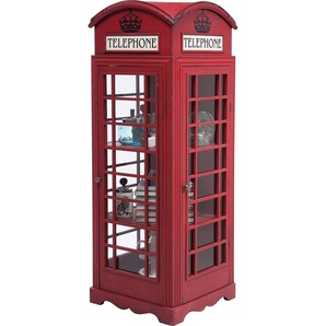 Kare Design Vitrine, London Telefonzelle, Rot, 2 Regalböden, Vintage Optik, (H/B/T) 140x53x51cm