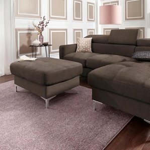 Polstergarnitur COTTA Sitzmöbel-Sets Gr. Chenille, ohne Bettfunktion-mit Kopfteilverstellung + Recamiere rechts, braun (espresso) Couchgarnituren Sets Set: bestehend aus Ecksofa und Hocker, Kopfteilverstellung