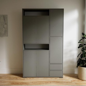 Aktenschrank Grau - Büroschrank: Schubladen in Grau & Türen in Grau - Hochwertige Materialien - 115 x 196 x 34 cm, Modular