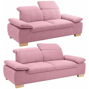 Polstergarnitur HOME AFFAIRE Bergamo Sitzmöbel-Sets Gr. Struktur fein, rosa (rosé) Couchgarnitur Couchgarnituren Sets Sitzmöbel-Sets Garnitur mit Armlehn-und Rückenfunktion, Federkern