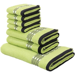 Handtuch Set MY HOME Jonnie Handtuch-Sets Gr. 7 tlg., grün Handtücher Badetücher aus 100% Baumwolle, Handtuchset mit gemusterter Bordüre