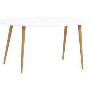 Esstisch HOME AFFAIRE Oslo Tische Gr. B/H/T: 80 cm x 75,1 cm x 160 cm, Eichefarbenes Beingestell, weiß (weiß, eichefarben) Esstische rund oval Tisch mit massiven Eichenholzbeinen, einer Tischplatte, Breite 80 cm
