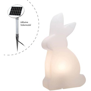 8 seasons design 32478S Motivleuchte Shining Rabbit LED Solar 2W Polyethylen Weiß IP44 3000K L:38cm B:11cm H:50cm mit Dämmerungssensor