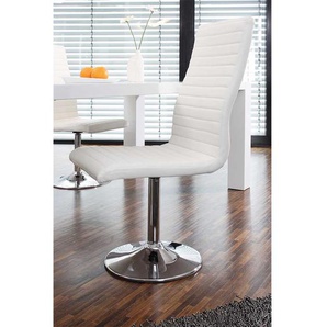 Drehbare Stühle in Weiß Kunstleder hoher Lehne (4er Set)