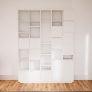 Aktenschrank Weiß - Büroschrank: Schubladen in Weiß & Türen in Weiß - Hochwertige Materialien - 195 x 258 x 34 cm, Modular