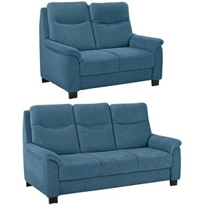 Sitzgruppe HOME AFFAIRE Bocca Sitzmöbel-Sets Gr. Struktur weich, blau (azure) Couchgarnituren Sets Sitzmöbel-Sets mit Federkern, incl. Kopfteilverstellung