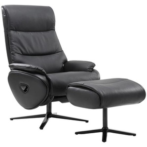 Xora Relaxsesselset , Schwarz , Metall, Textil, Leder , Kombination Echtleder/Lederlook , Rindleder , 78x110x83-122 cm , Relaxfunktion , Wohnzimmer, Sessel, Relaxsessel