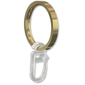 Gardinenstangen Ringe mit Faltenhaken, Gardinenringe in Messing Optik für 20 mm Ø (10 Stück)