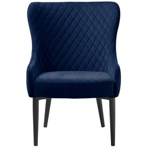 Vintage Esstisch Sessel in Blau Samt Armlehnen