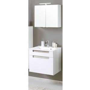 Badezimmermöbel Waschplatz Set Hochglanz Weiß Waschtisch Spiegelschank Gäste Wc