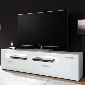 Fernsehlowboard in Weiß Hochglanz 180 cm breit
