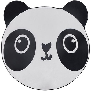 Teppich Weiß / Schwarz ⌀ 120 cm mit Pandamotiv Kinderteppich Pandabärenmotiv Kinderzimmer Spielzimmer Schlafzimmer