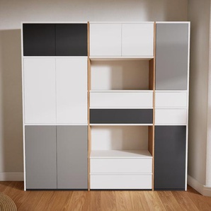 Aktenschrank Weiß - Büroschrank: Schubladen in Weiß & Türen in Weiß - Hochwertige Materialien - 190 x 195 x 34 cm, Modular