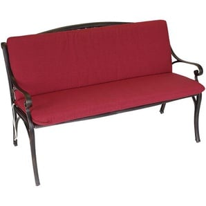 Auflage für 3-Sitzer Bank 140x88 cm aus Baumwolle und Polyester Rot
