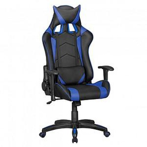 AMSTYLE Gaming Stuhl, SPM1.345 blau, schwarz, schwarz Kunstleder