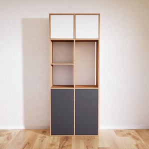 Schrankwand Graphitgrau - Moderne Wohnwand: Türen in Weiß - Hochwertige Materialien - 79 x 195 x 34 cm, Konfigurator