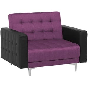 Sessel Polsterbezug Violett/Schwarz mit gestepptem Bezugsstoff ausklappbar Wohnzimmer Modernes Design