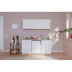 Respekta Miniküche , Weiß, Eiche , 1 Schubladen , 150 cm , Küchen, Miniküchen