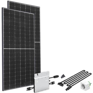 OFFGRIDTEC Solaranlage Solar-Direct 830W HM-800 Solarmodule Schukosteckdose, 10 m Anschlusskabel, ohne Halterung mit Stromzähler schwarz Solartechnik