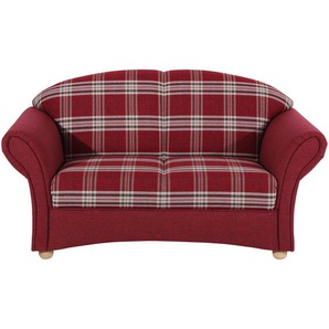 Corona Sofa 2-Sitzer Flachgewebe Rot Buche Natur