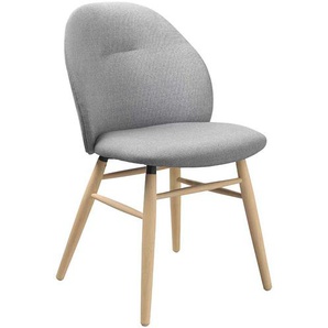 Stuhl Esszimmer im Skandi Design Webstoff und Massivholz