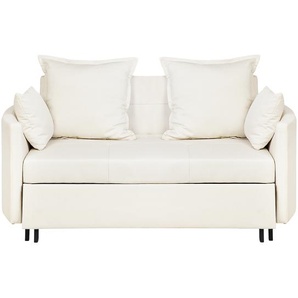 2-Sitzer Sofa Beige mit Schlaffunktion Abgerundete Armlehnen Wohnzimmer Schlafzimmer Modernes Design
