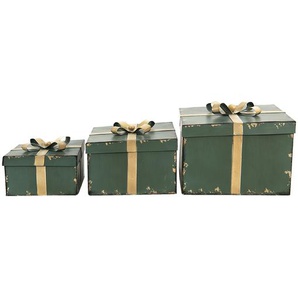 Clayre & Eef Aufbewahrungsbox Grün Goldfarbig Metall Quadratisch Aufbewahrungskorb