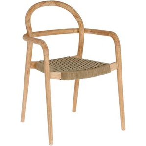 Kave Home - Sheryl stapelbarer Stuhl aus massivem Eukalyptusholz und beigem Seil FSC 100%