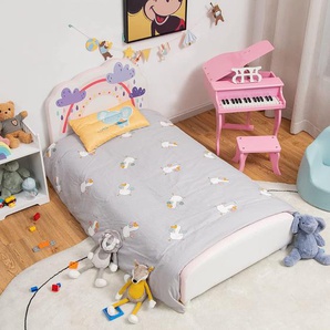 Regenbogen-Kinderbett mit Kopfteil & Fußteil für Kinder 153 x 77 x 70 cm Weiß + Rosa
