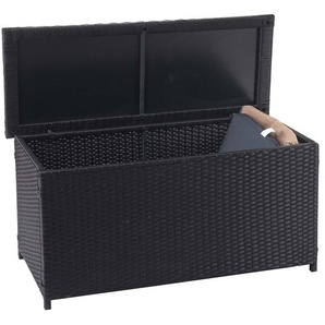 Poly-Rattan Kissenbox HWC-D88, Gartentruhe Auflagenbox Truhe ~ Basic schwarz, 63x135x52cm 320l