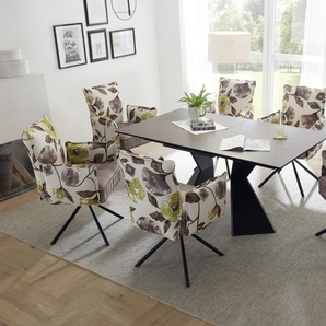 Essgruppe ROBINSON Tischgruppe 6 Stühle ausziehbar Keramik rechteckig braun 160