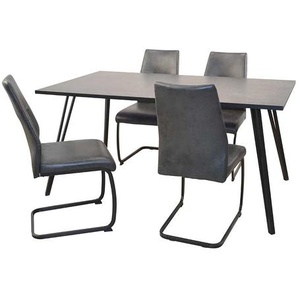 Tisch mit vier Stühlen in modernem Design Microfaser Bezug (fünfteilig)