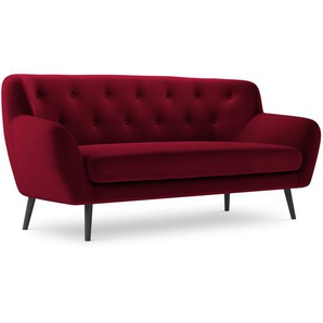Samtiges Sofa, Mica, 3 Sitze, Rot, 192x84x81