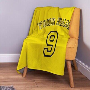 Personalisiert Gelb Fußball Design Weich Fleece Überwurf Decke