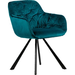 Esszimmerstuhl BEPUREHOME ELAINES Stühle Gr. B/H/T: 59,5 cm x 80,5 cm x 59 cm, 1 St., Struktur (100% Polyester)-Polyester, Metall, blau (blau, schwarz) Esszimmerstühle
