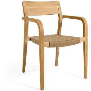 Kave Home - Better stapelbarer Stuhl aus massivem Akazienholz und Seil beige