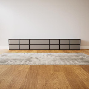 Lowboard Grau - Designer-TV-Board: Schubladen in Grau - Hochwertige Materialien - 269 x 41 x 34 cm, Komplett anpassbar