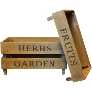 Kiste MYFLAIR MÖBEL & ACCESSOIRES Fruit Herbs Garden Aufbewahrungsboxen B/H/T: 46 cm x 35 cm x 30 cm, beige Kiste Kisten Aufbewahrungsboxen