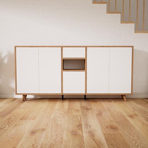 Sideboard Weiß - Sideboard: Schubladen in Weiß & Türen in Weiß - Hochwertige Materialien - 190 x 91 x 34 cm, konfigurierbar