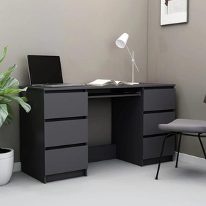 Schreibtisch Grau Spanplatte Schreibtisch Computertisch mit Regalen oder Schubladen, Büro, Wohnzimmer, Schlafzimmer, Stahlrahmen, modernes Design 140x50x77 cm (BxTxH)